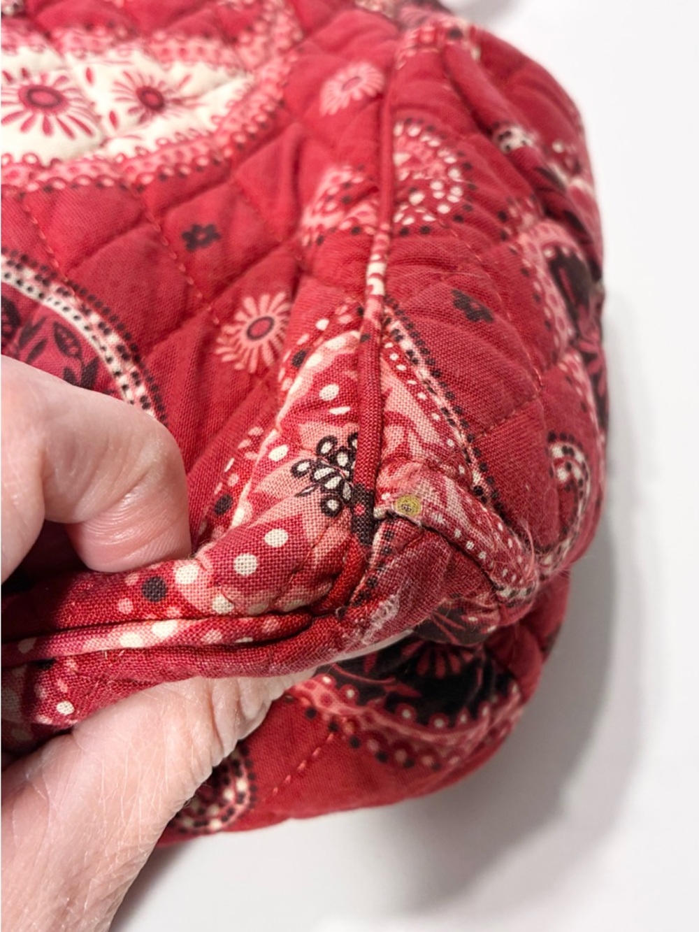 Y2K Vera Bradley Mesa Red Paisley Crossbody Bag USA MADE Vintage 4x11.75x8.5 - Picture 14 of 16